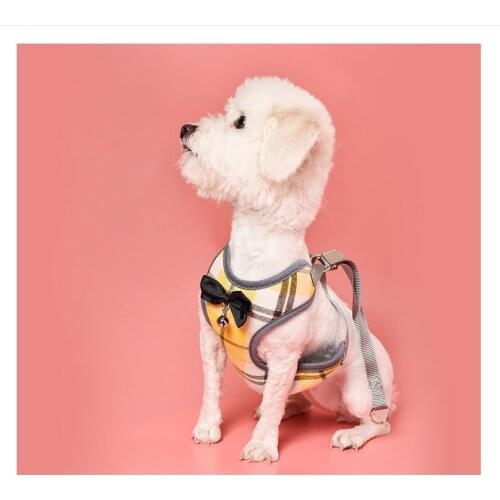 Dog Harness And Leash Set Puppy Kitten Plaid Collars Breathable Mesh Dog Harness Accessories For Small Kittens Dogs