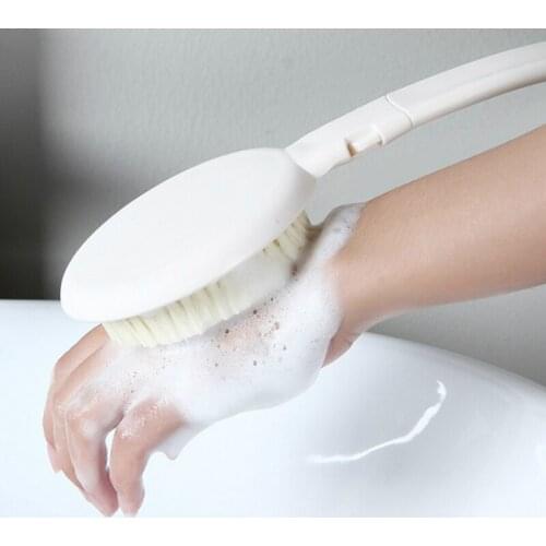 Bathroom Body Brush Long Handle Bathroom Soft Hair Brush Wooden Handle Exfoliating Massage Brush Dry Brush Shower Tool