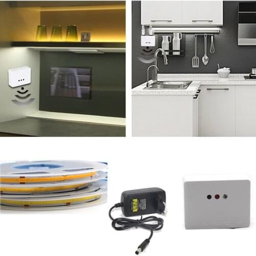 Without Blind Spots COB Led Stirp Lights With Hand Sweep Sensor Control Night light Decoration Bedroom DC12V Flexible Diode Tape