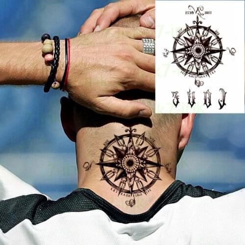 Waterproof Temporary Tattoo Sticker star compass Roman numerals on Back of hand tatto flash tatoo fake tattoos for women men