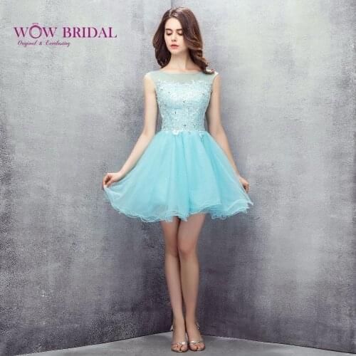Wowbridal Green Short Lace Homecoming Dresses 2021 New Junior High 8th Grade Graduation Dresses Fluffy Short Dress