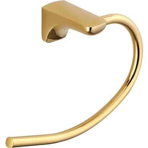 Golden Semicircle Towel Ring Wall Hand Towel Holder In Shower Room Can Be Punch-Free Bathroom Racks Handdoekring Porte Serviette