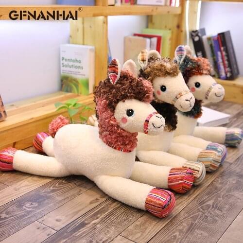 1pc 55/80cm Big Size Lovely Alpaca Plush Toys Cute Long Legs Curl Animal Sheep Dolls Baby Kids Christmas Birthday Gifts