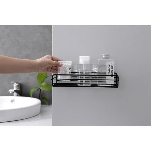 1PC Shower Wall Shelf Punch Free Shower Shelf Black White Storage Suction Basket Storage RackKitchen Bathroom Accessories QA 176