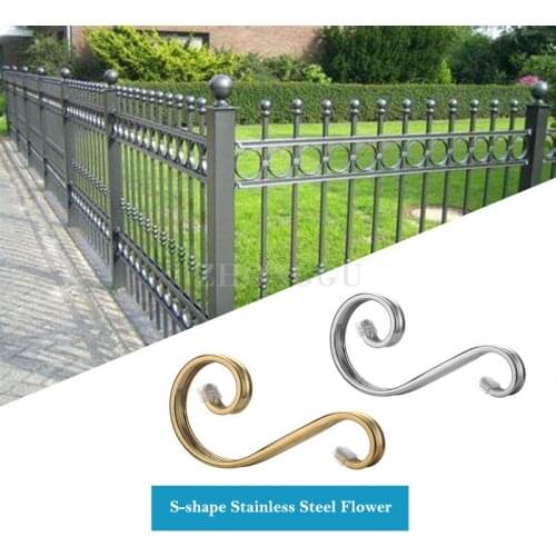 1 Piece S-shape Flower Stainless Steel European Art Door Decoration Accessories Guardrail Window Fence Curved Flower Metal Work