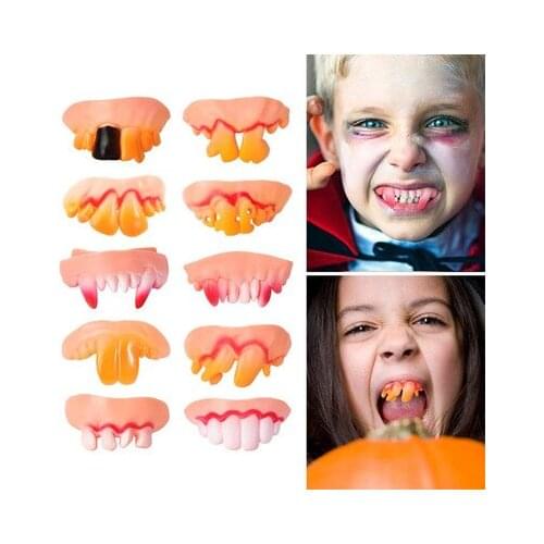 10pcs Vampire Teeth Fangs Dentures Props Halloween Costume Props False Teeth Solid Glue Denture Adhesive Halloween Party Decor 5