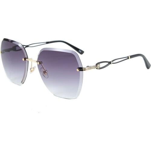 2019 Vintage Rimless Sunglasses Women Diamond Cutting Metal Frame Eyewear for Men Outdoor Gafas Oculos Goggles 50038DF