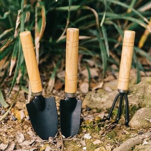 3pcs/set Mini Garden Bonsai Shovel Rake Spade With Wooden Handle DIY Garden Hand Tool For Limited Areas Flower Pots Garden Tools