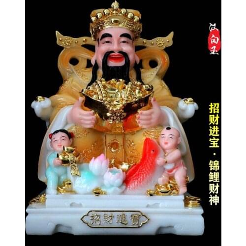 42cm large High-grade gilding jade BUDDHA figure HOME shop Prosperity bring money good luck God of wealth Mammon CAI SHEN Statue