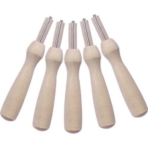 5 Pieces/Pack Multifunctional Felting Needles Wooden Cross Stitch Felting Needle Handle for Make Beautiful Felt Pattern