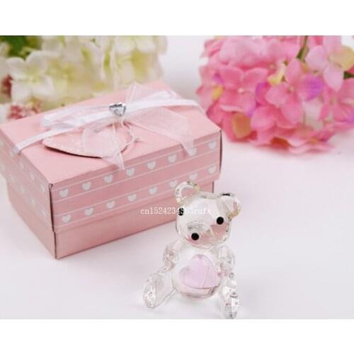 50 pcs crystal teddy bear in gift box crystal baby showers baptism christening gifts souvenirs supplies wedding gift party favor