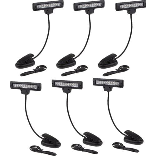 6x Piano Orchestra Music Stand Light Clip-on Adjustable Night Reading Lamp