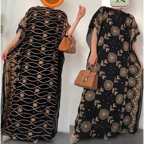 Abaya Dubai Turkey Muslim Hijab Dresses African Caftan Rose Sequins Embroidery Boubou Elegant Islamic Clothing ED808