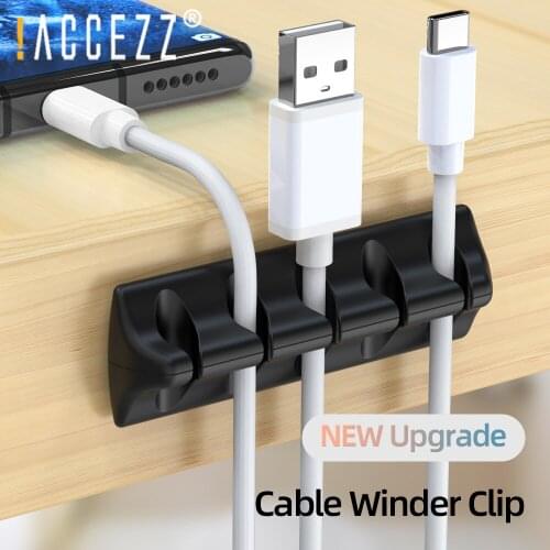 !ACCEZZ Desktop Cable Winder Clip Soft Silicone Tie Fixer Wire Management Organizer Cord Clips Car Home Office Phone Line Holder