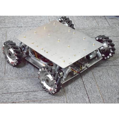40KG Load Shock-absorbing Suspension Omni Mecanum Wheel Robot Car Chassis Platform with 4pcs 24V Motor Arduino Controller