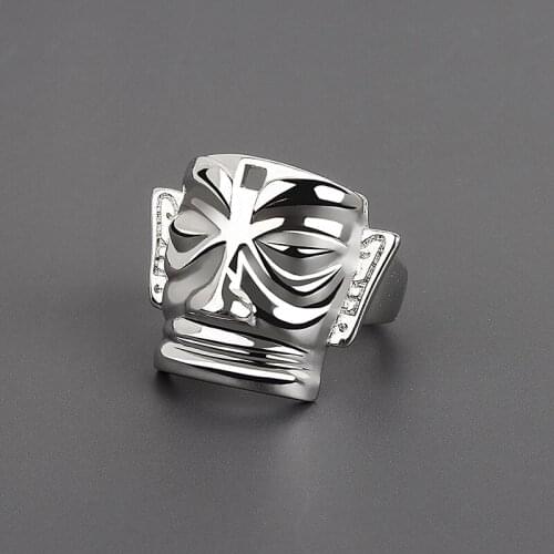 Binmonray 925 Sterling Silver Egyptian Pharaoh Mask Classic Retro Rings Domineering Personalized Punk Hip Hop Ring 2021 Jewelry