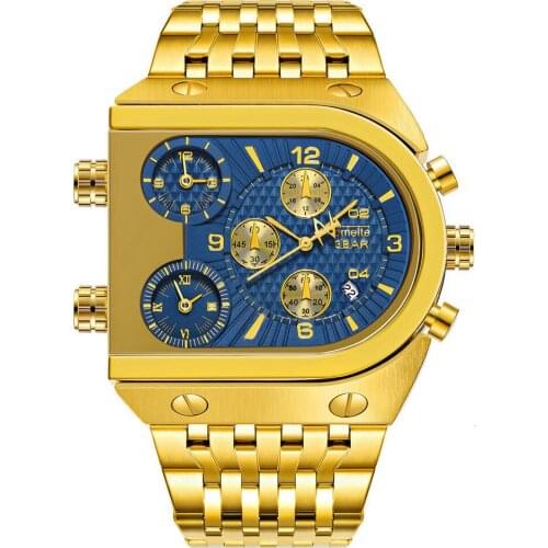 Original Man Watches Business Multiple Time Zone Stainless Steel Mens Watches Quartz Watch Men Clock Special Personality Dial