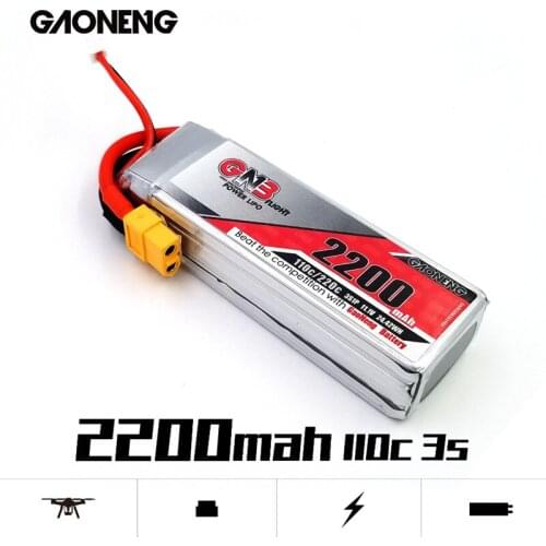 Gaoneng GNB 2200mAh 3S 11.1V 110C/220C Lipo Battery With XT60 Plug For QAV 250 450 Size Helicopter RC FPV Racing Drone Parts