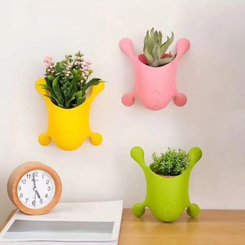 Succulent Plant Bonsai Flower Pot Vase Wall Mount Office Home Pen Wall Adsorbable Holder Decor Container Storage Organizer