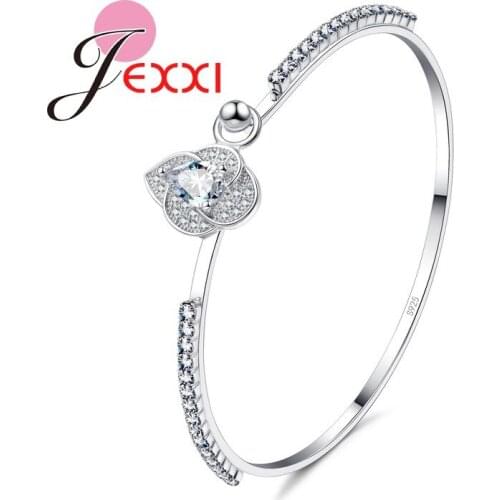 Hot Shiny CZ Austrian Crystal Bracelet 925 Sterling Silver Bangles Fashion Jewelry High Quality Accessories For Women