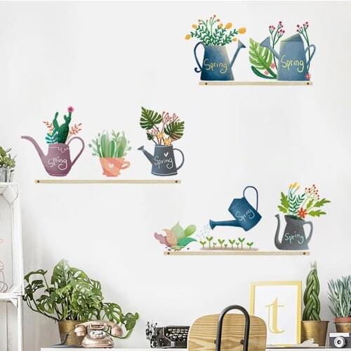 Chloroplastida Wall Stickers Watering Cactus Home Decoration Environmentally Plant Stickers for Living Room Balcony DIY