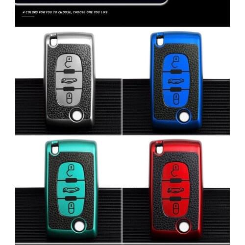 Leather TPU 2 3 Buttons Car Remote Key Case Protect Cover For Peugeot 107 207 307 307S 308 407 607 For Citroen C2 C3 C4 C5 C6 C