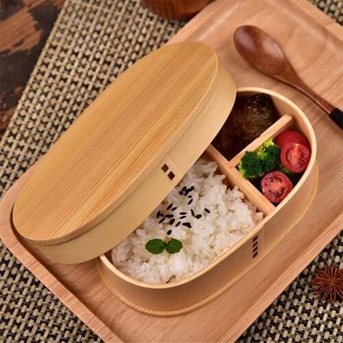 Microwave Lunch Box 800ml Wooden Feeling Salad Bento Box Portable Container Box For Kids Students Worker Office Japanese Style