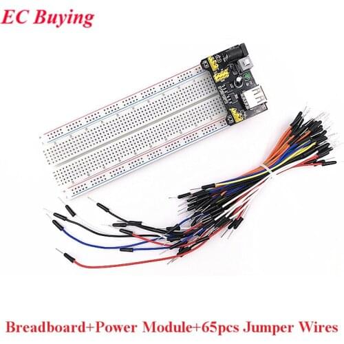 MB102 Breadboard Power Module 3.3V/5V MB-102 830 Points Solderless Prototype Board Bread 65pcs Jumper Wires For Arduino DIY Kit