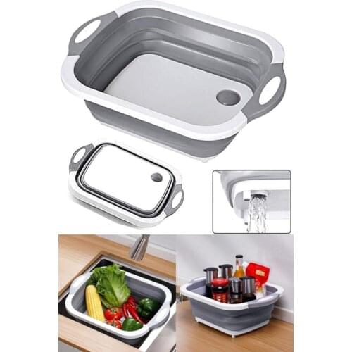 Multifunctional Folding Basket With Cutting Board And Fruit Vegetable Washing Strainer