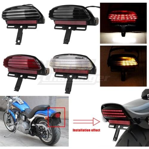 Motorcycle LED Tri-Bar Rear Fender Brake License Plate Tail Light Running Lamp Light For Harley Dyna Fat Bob Softail 2006-2015