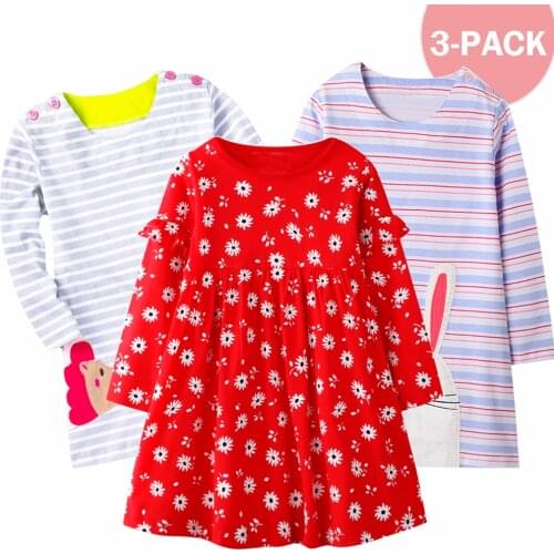 2022 New Dresses Cotton Long Sleeve Clothing For Kids Sport Winter Warm Costume Cartoon Printed Princess Christmas Outfits 2-7 Y