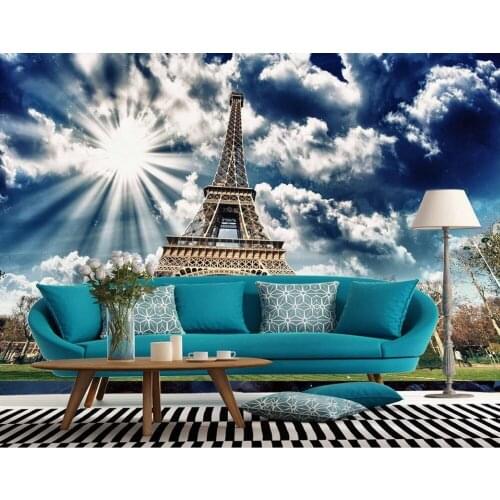 Wallpaper 3d stereoscopic Eiffel Tower 3d wallpaper modern for living room murals Custom wallpaper murals