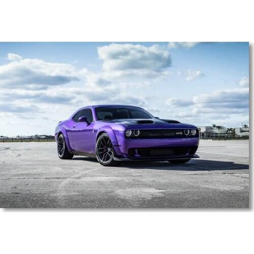 Dodges Challenger HellCat Violet Muscle Car Home Decor Posters Canvas Printed Painting Wall Art Living Room Decoration