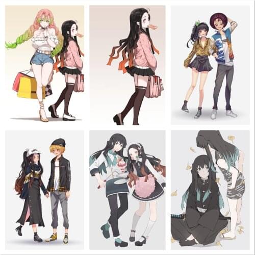 WTQ Demon Slayer Canvas Painting anime posters Retro poster wall decor poster wall art picture For Living room decor Home Decor