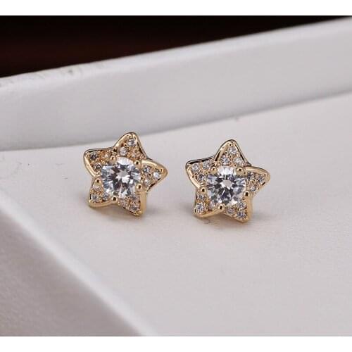 DE371 Fashion Refined Grace Street Shot Zircon Pentagram Earrings Gift Party Banquet Woman Jewelry Earrings