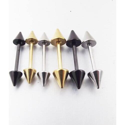 2 Pieces 18G Spike Stainless Steel Ball Earring Straight Barbell Arrow Tragus Earring Nose Ring Body Piercing Jewelry