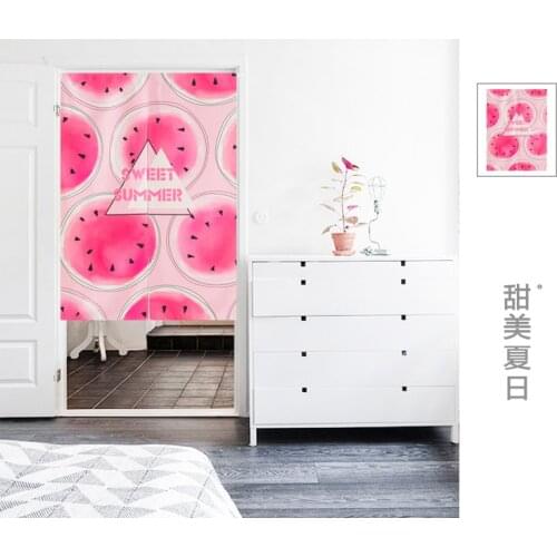 Children room divider kitchen door curtains fruit watermelon window treatments rod pocket printed Japanese curtain decoration
