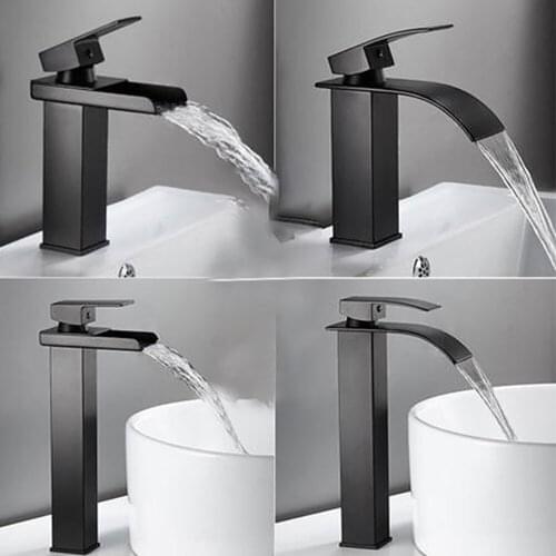 2021 Full Copper European Waterfall Faucet Black Gold Paint Chrome Hot and Cold Basin Faucet Washbasin