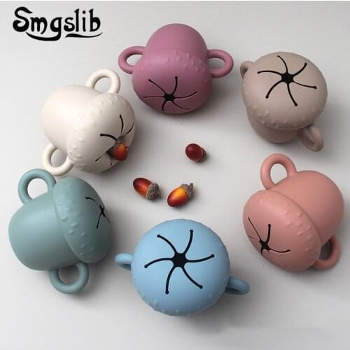 Smgslib 2021 Silicone Snack Cup Silicone Child Bottle Toddler Snack Catcher Food Grade Collapsible Cup No Spill Food Baby Cups
