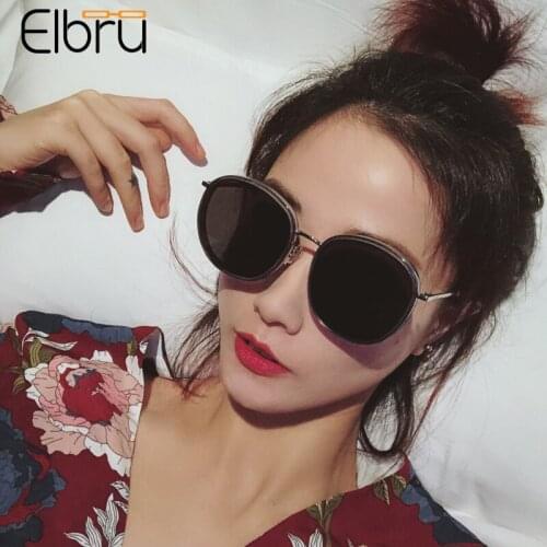 Elbru Fashion Large Round Sunglasses Vintage Personalized Sunshades Metal Frame Clear Colorful Lens Sun Glasses For Women Men