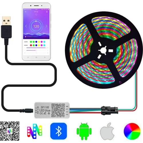 5050SMD WS2812B WS2812 Individually Addressable Led RGB Strip USB SP110 Bluetooth Controller Waterproof 30/60/144Pixel DC5V