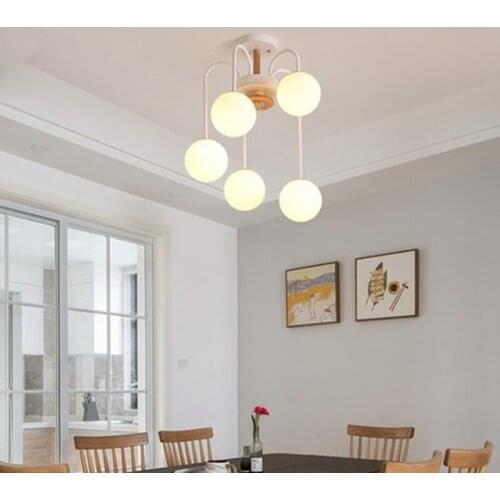 LED Ceiling lights For Living room Kids room Kitchen Modern White Glass Ball Wooden Ceiling lamp luminaire plafonnier