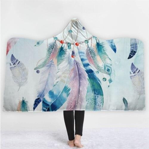 3D Printed Dream Catcher Hoodie Blanket Winter Thickness Deer Throw Blankets Hooded For Teens Kids Fashion Fluffy Sofa Bed Mats