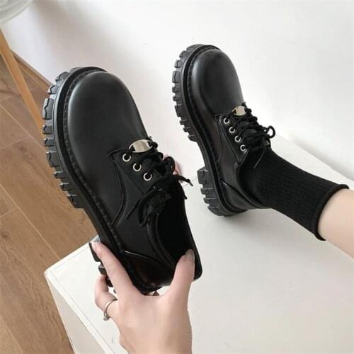 JK uniform shoes Small leather shoes female British girl Japanese black retro Mary Jane shoes lolita Platform shoes low heel