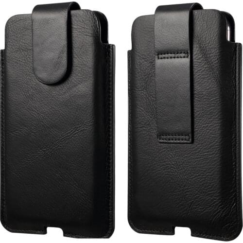 Universal 5.5-7.2 inch models cellphone Ultra-thin Genuine Leather Waist Bag for Iphone Pouch for Samsung Clip Cellphone Holster