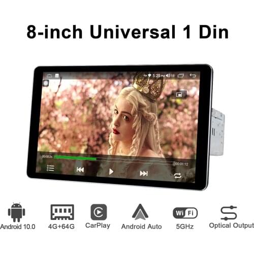 8"Universal Android 10 Car Radio Stereo Single 1 Din Multimedia 4GB +64GB Head Unit DSP 4G Modem Wireless Carplay Steering Wheel