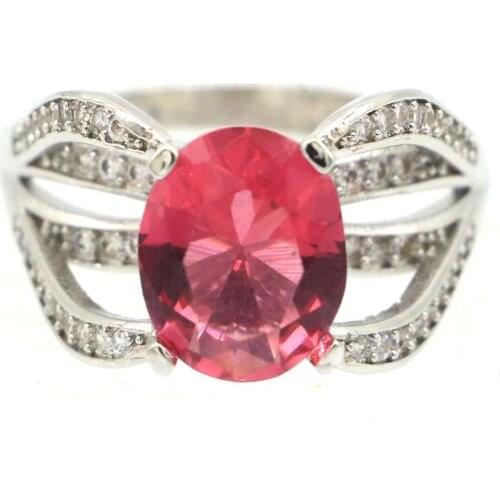 20x15mm Lovely Cute 3.7g Fire Rainbow Mystic Topaz CZ Birthday Gift 925 Sterling Silver Rings Drop Shipping