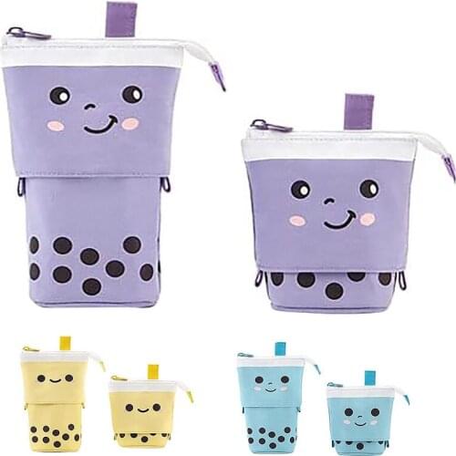 Standing Pen Holder Telescopic Pouch Up Cosmetics Bag Stationery Office Organizer Box