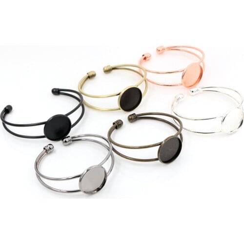 High Quality 20mm 6 Colors Plated Bangle Base Bracelet Blank Findings Tray Bezel Setting Cabochon Cameo