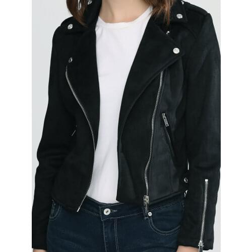 2021 Spring Autumn Women Vintage Short Faux Soft Suede Leather Jackets Lady Slim fit Black Coffee Zipper Matte High Street Coats